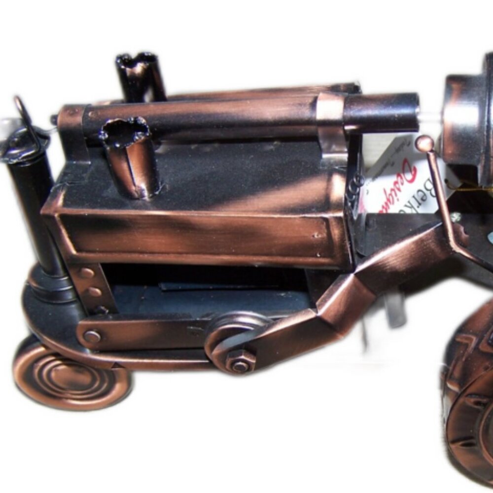 Vintage Tractor Tin Wind Up Music Box Copper Color Plays Old McDonald RARE!